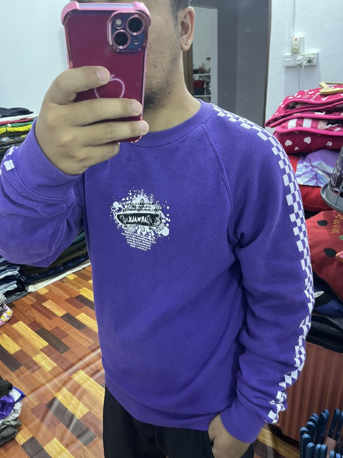 Airwalk Airwalk Checker Sleeve Crewneck Purple Skate Y2K M Size US M / EU 48-50 / 2 - 11 Thumbnail