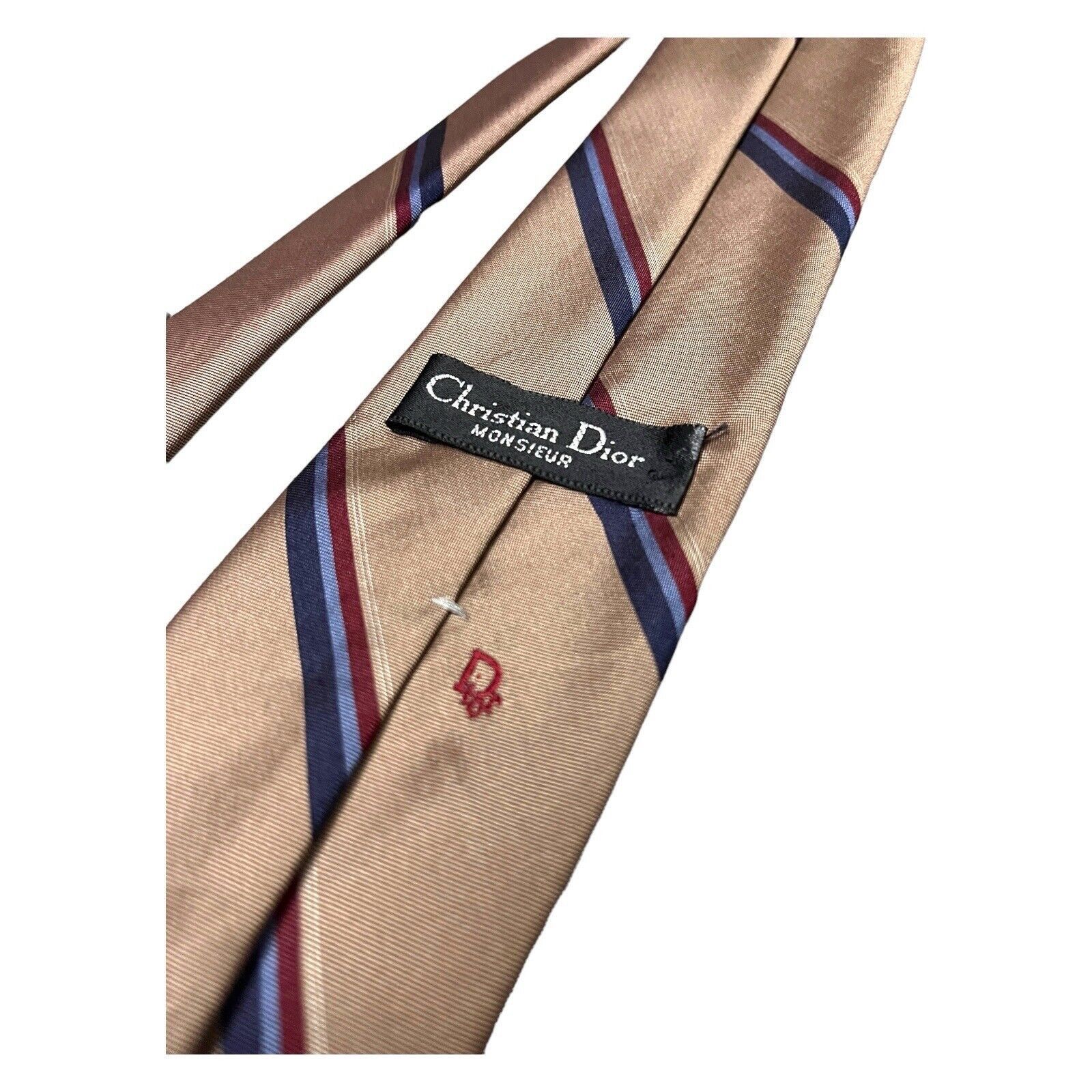 Dior Vintage 90s CHRISTIAN DIOR Luxury Designer Silk Brown Tie Size ONE SIZE - 6 Thumbnail