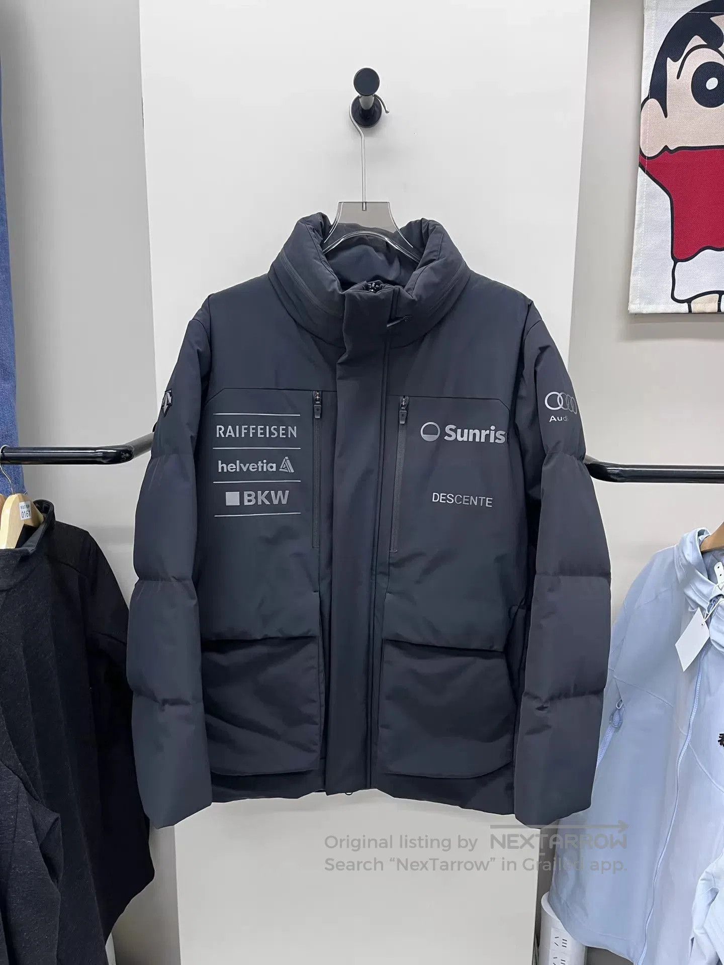 Descente Black Puffer Jacket with Logos . Size US L / EU 52-54 / 3 - 1 Thumbnail