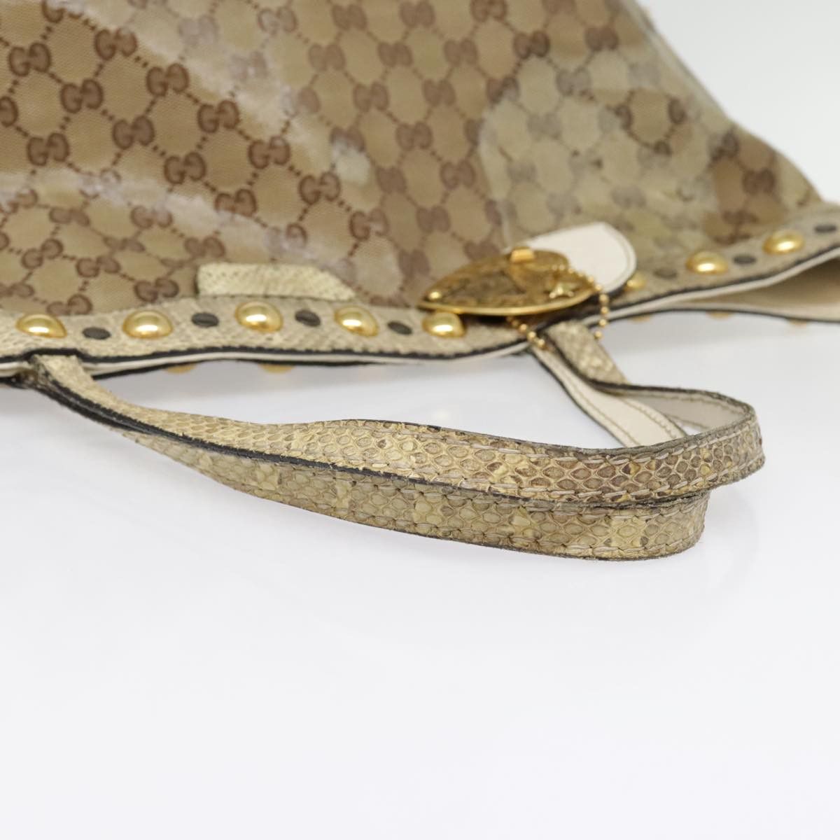 GUCCI GG Crystal Tote Bag Coated Canvas Beige White Silver