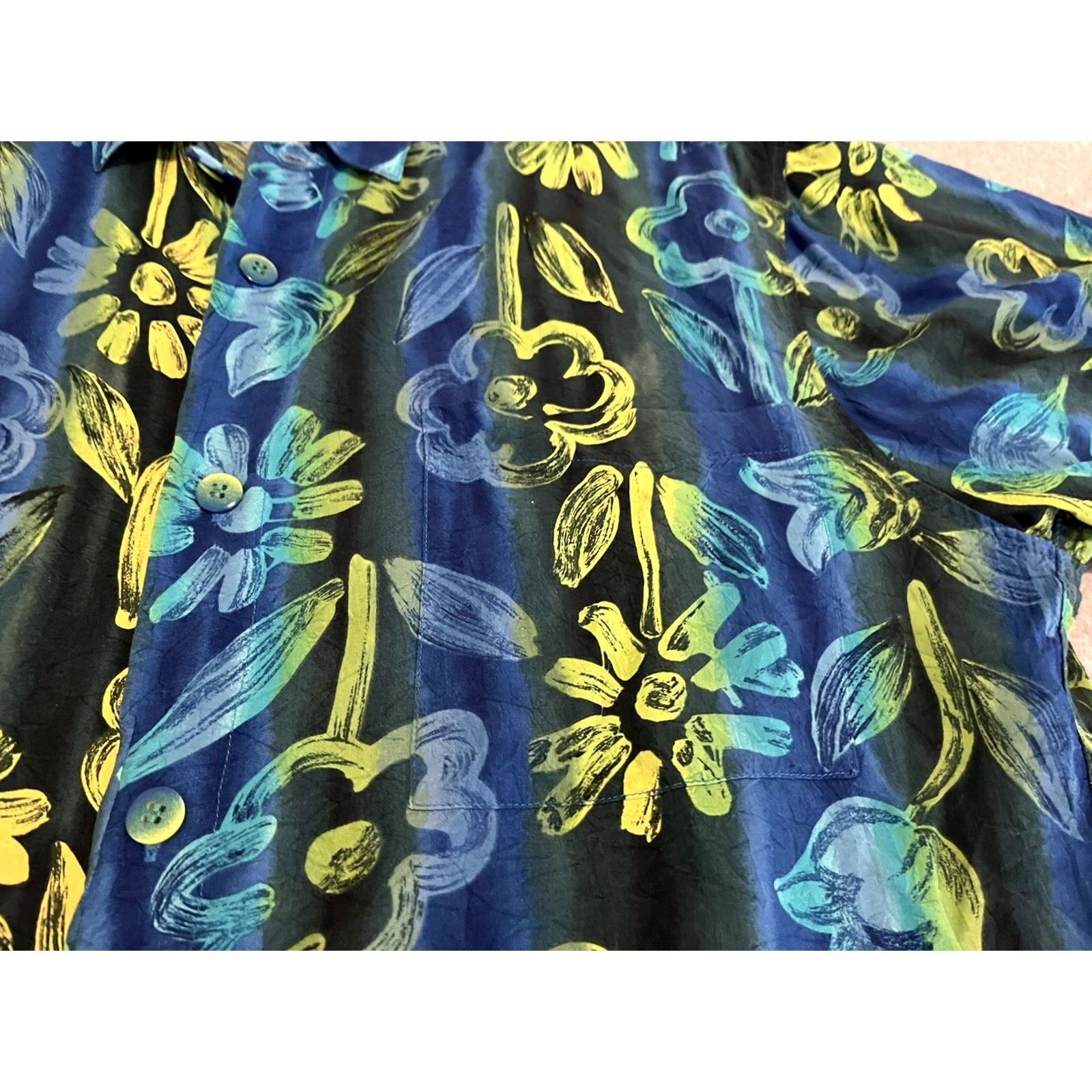 Jams World Jams World Blue Floral Short Sleeve Shirt Large Mens Button-Up Shirt Size US L / EU 52-54 / 3 - 3 Thumbnail