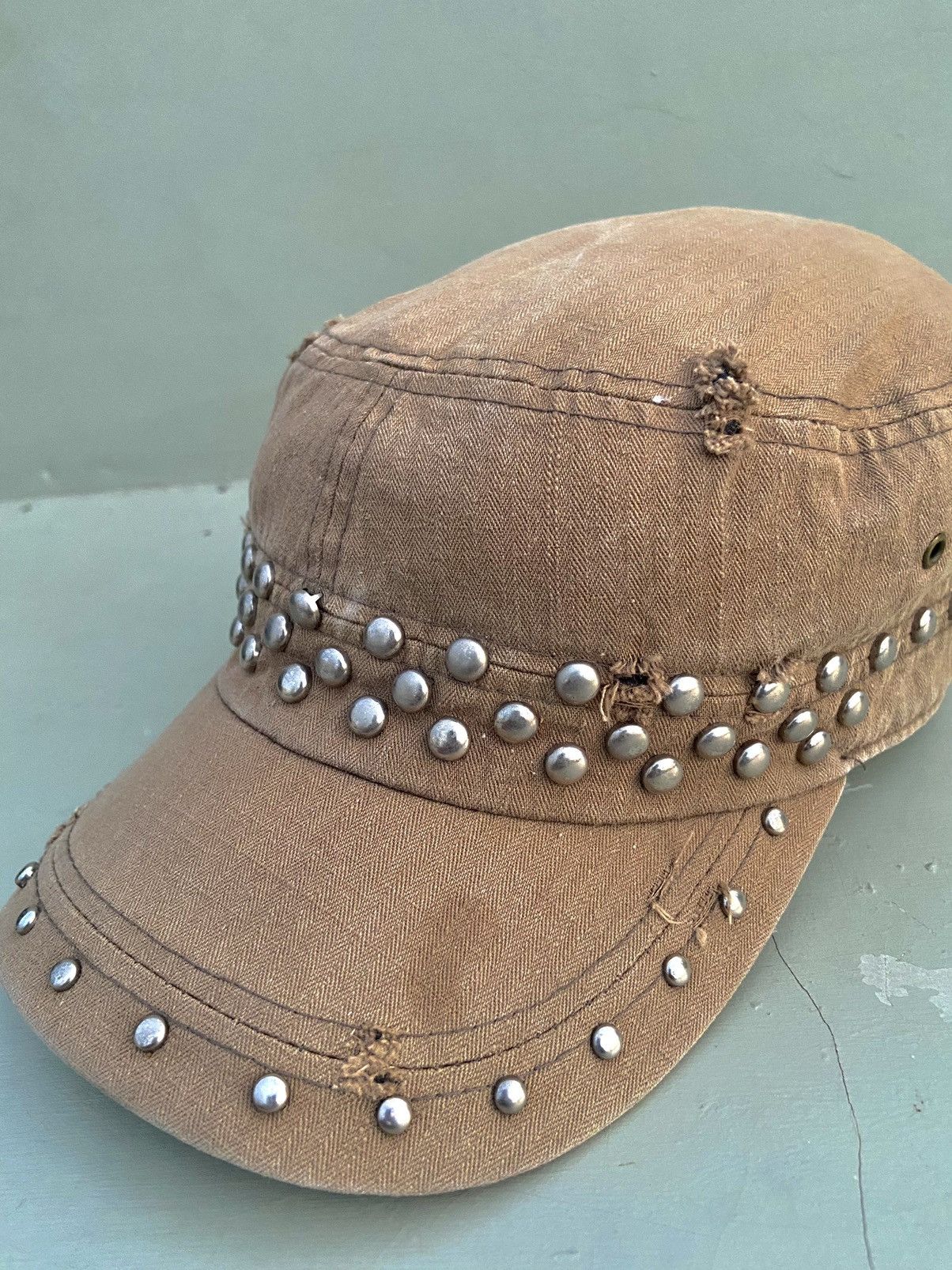 If Six Was Nine 2000s punk button studded ditsetressed patrol hat Size ONE SIZE - 4 Thumbnail