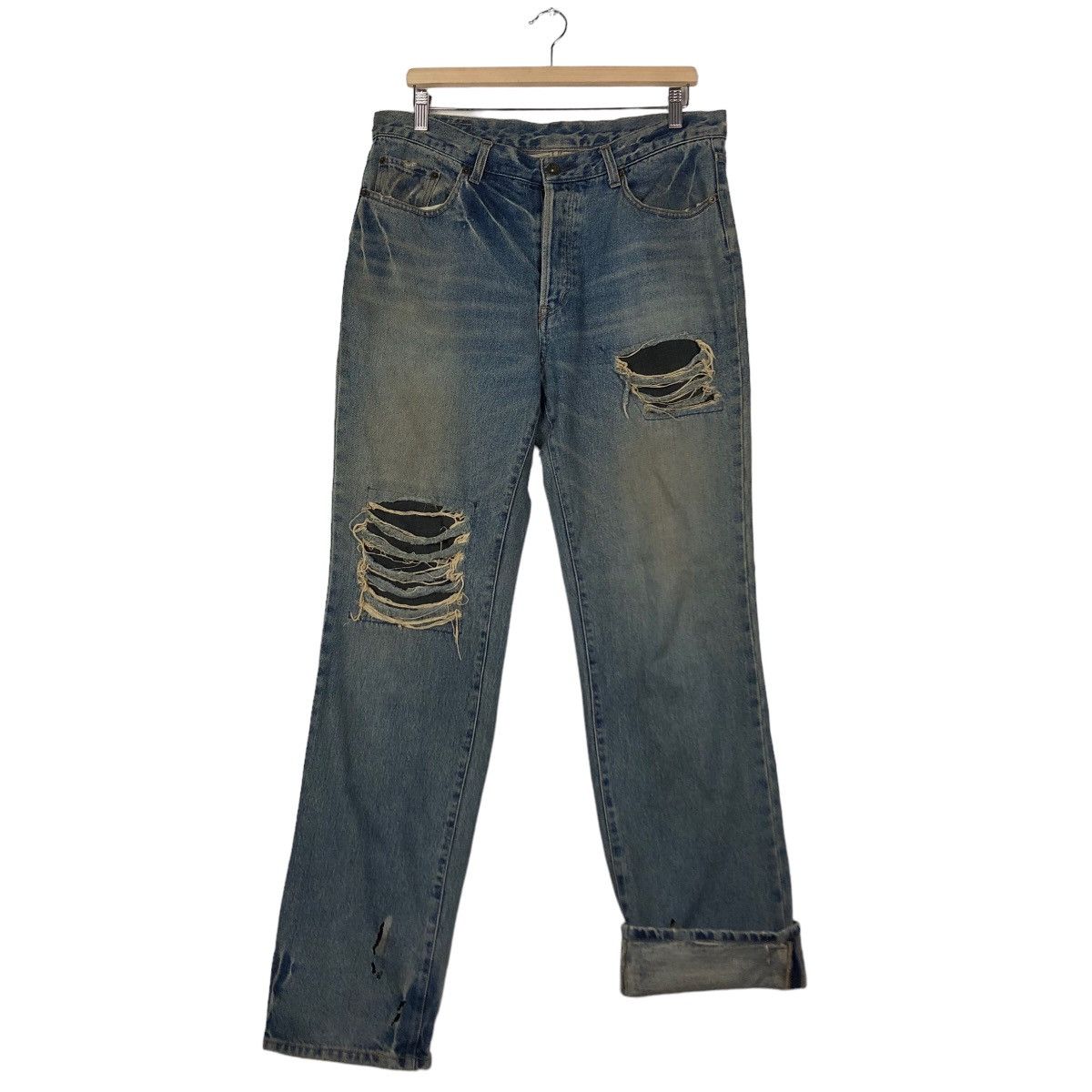 If Six Was Nine 🔥Biker Distressed Denim Jeans Japan Made Size US 34 / EU 50 - 11 Thumbnail