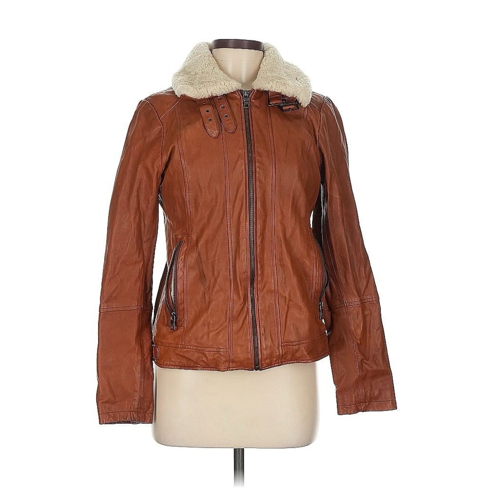 Banana Republic Banana Republic Boa Leather Jacket Brown Collar Aviator M Size M / US 6-8 / IT 42-44 - 1 Thumbnail