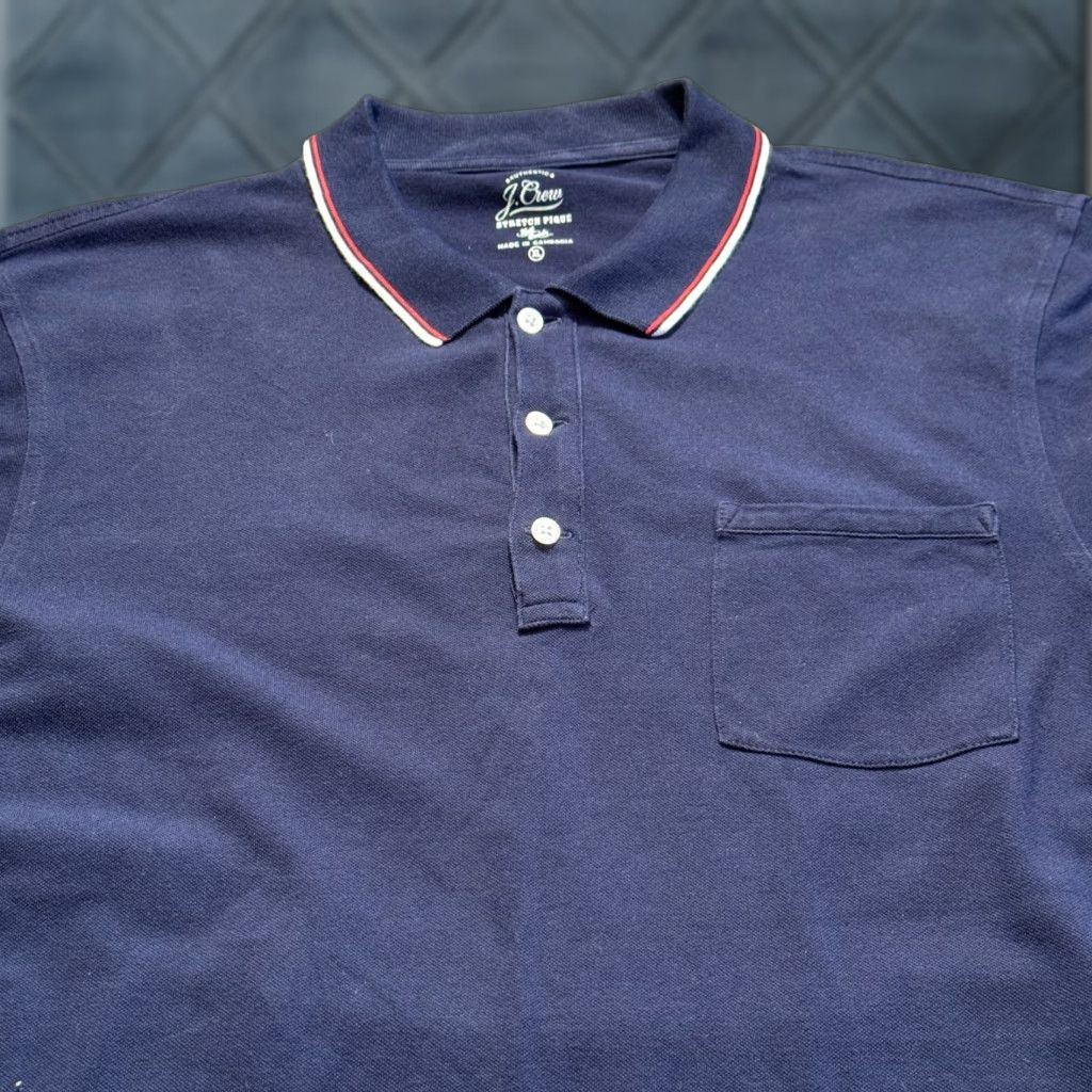 J.Crew J.CREW Polo Shirt Mens XL Blue Stretch Pique Knit Short Sleeve Pocket Cotton Polo Size US XL / EU 56 / 4 - 1 Thumbnail