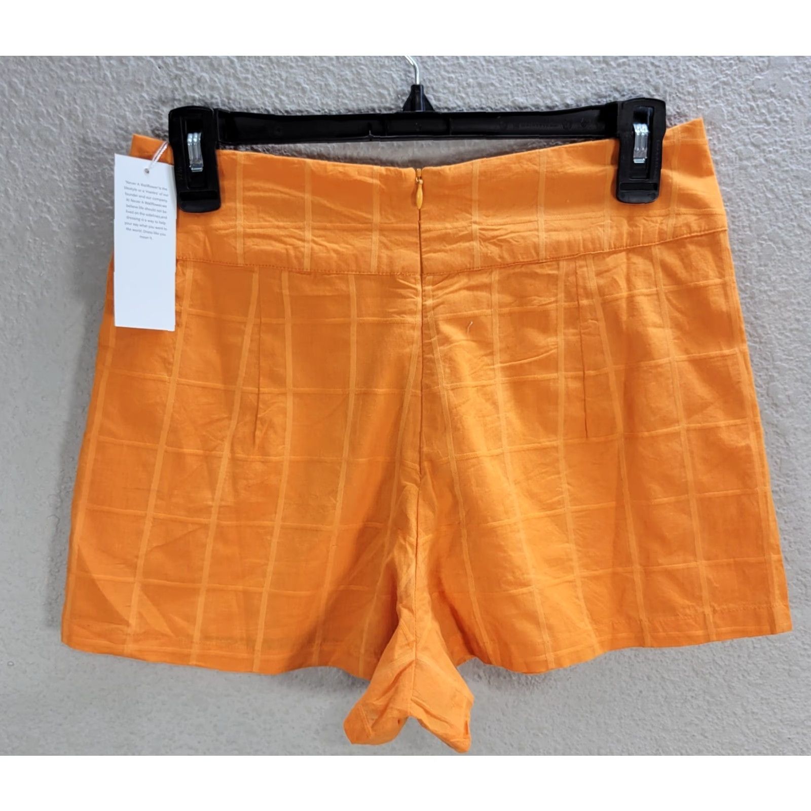 Vintage Never A Wallflower Women's Orange Plaid Shorts 100% Cotton Lined XS NWT Size 26" / US 2 / IT 38 - 4 Thumbnail