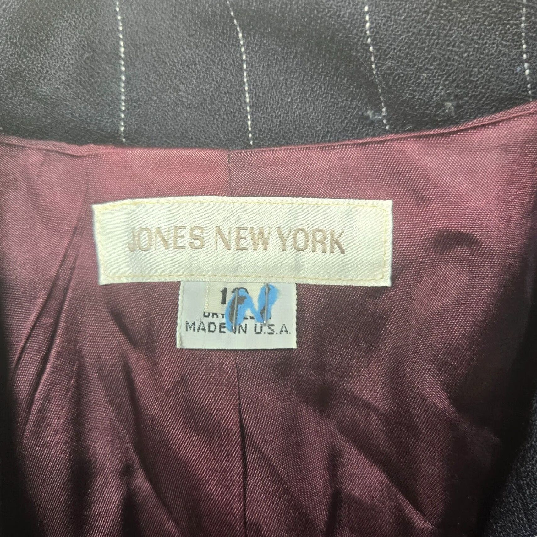 Jones New York Jones New York Blazer Womens 12 Black Striped Collared Floral Lined Jacket Poly Size XL / US 12-14 / IT 48-50 - 3 Thumbnail