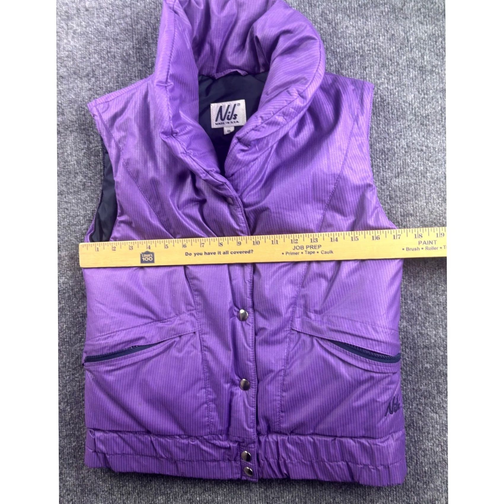 Vintage VINTAGE Nils Puffer Vest Women 8 Purple Striped Ski Insulated Quilt Lined Short Snap Zip Womens Size M / US 6-8 / IT 42-44 - 3 Thumbnail