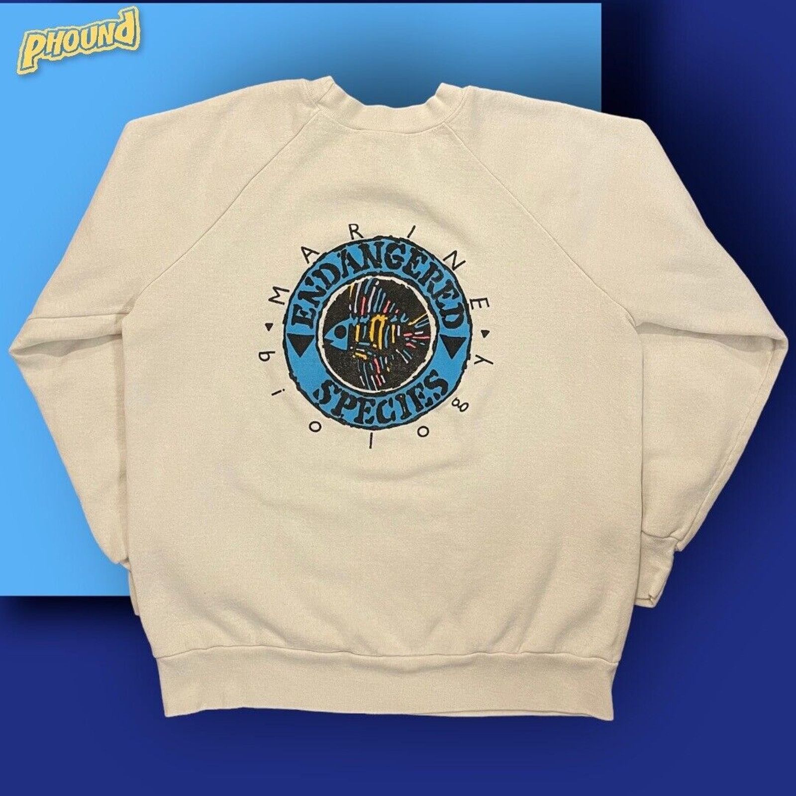 Vintage Vtg Raglan Marine Biology Endangered Species Sweatshirt M Size US M / EU 48-50 / 2 - 1 Thumbnail