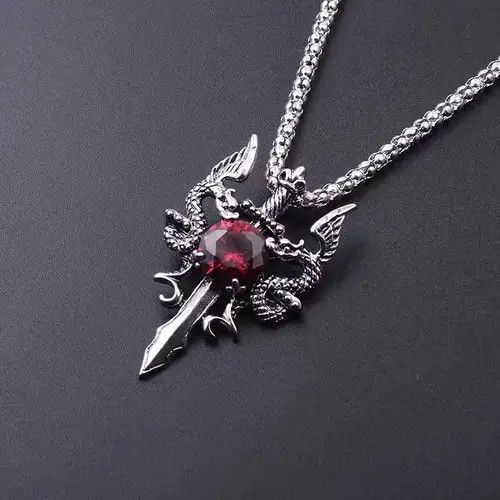 Jewelry Dragon Sword Pendant Necklace🔥🔥🔥 Size ONE SIZE - 1 Thumbnail