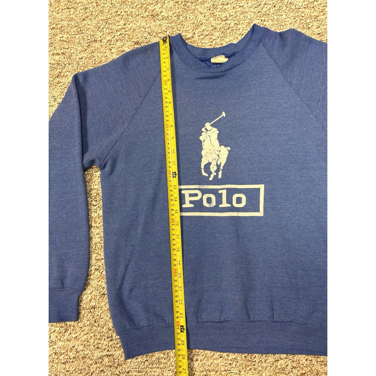 Fruit Of The Loom VINTAGE Fruit of the Loom Sweatshirt Crewneck unisex Adults L Blue logo 90s USA Puffy graphics Man On Horse Size US L / EU 52-54 / 3 - 6 Thumbnail