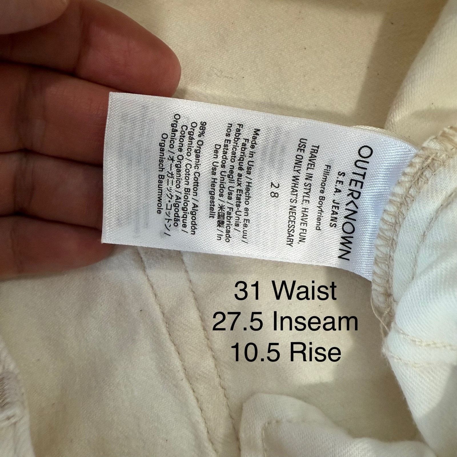Outerknown Outerknown Fillmore Boyfriend Jeans Women's 31 White Glam Size 31" - 7 Thumbnail