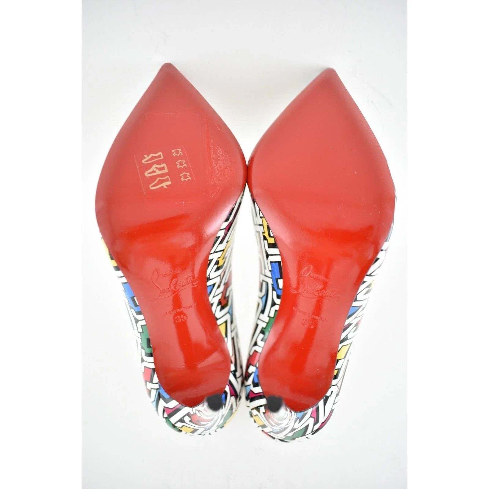 Christian Louboutin Christian Louboutin Hot Chick 100 Patent CL 3D Black Blue Size US 5 / IT 35 - 12 Thumbnail