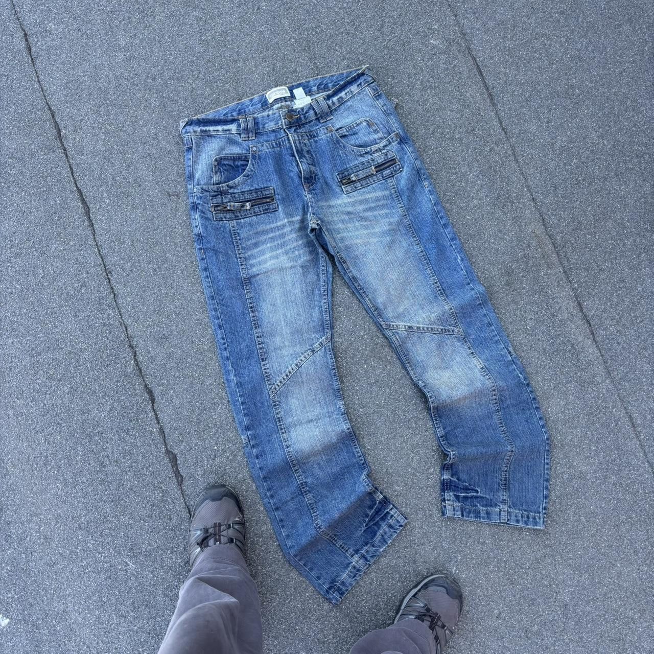 Japanese Brand × Vintage Vintage y2k 90s embroidered zipper details acid wash jeans Size US 33 - 2 Thumbnail
