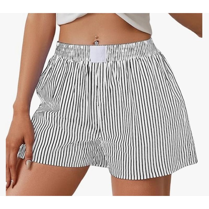 The Unbranded Brand Womens Lounge Shorts Striped Print Elastic Waist Boxer LARGE Size 24" / US 00 / IT 34 - 5 Thumbnail