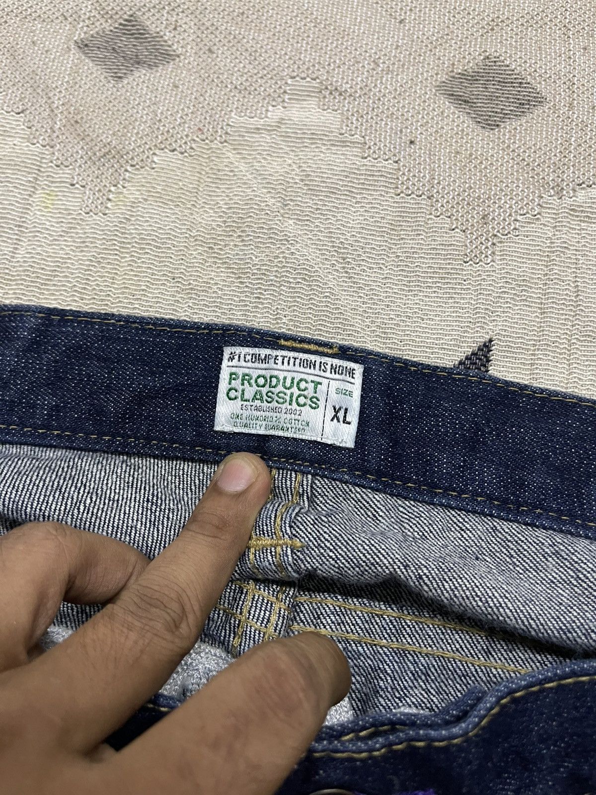 Beauty Beast 00s UNDISPUTED CHAMP GENUINE PRODUCT EMBROIDERED LOGO JEANS Size US 35 - 13 Thumbnail