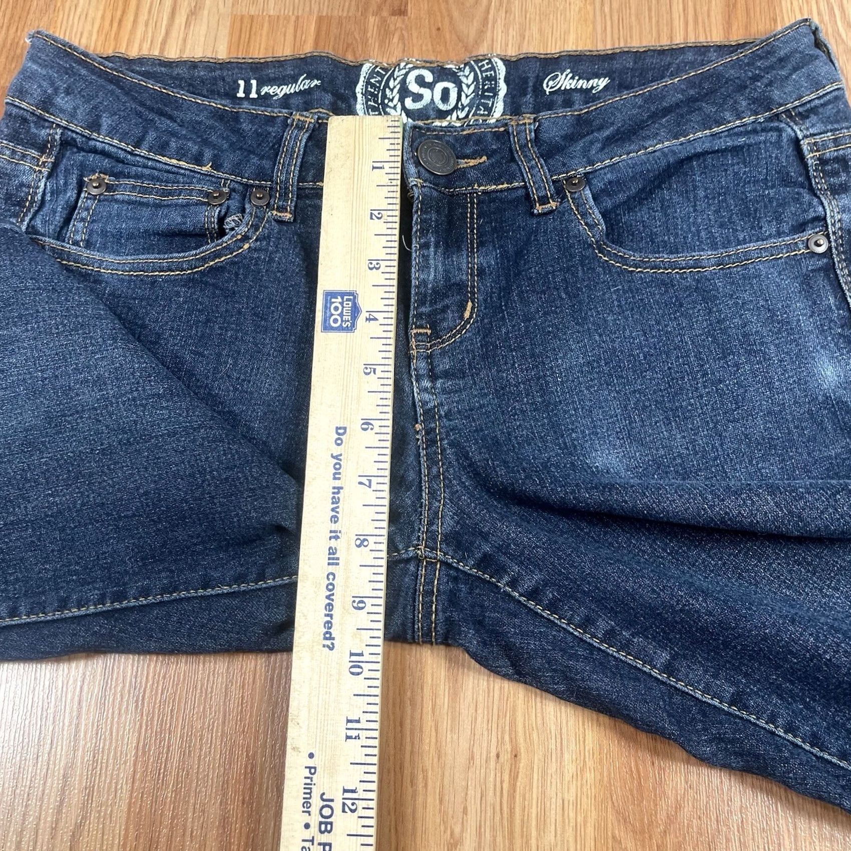 Denime SO Jeans Womens 11 Regular Skinny Leg Mid Rise Stretch Blue Denim Pants Size 32" / US 10 / IT 46 - 7 Thumbnail