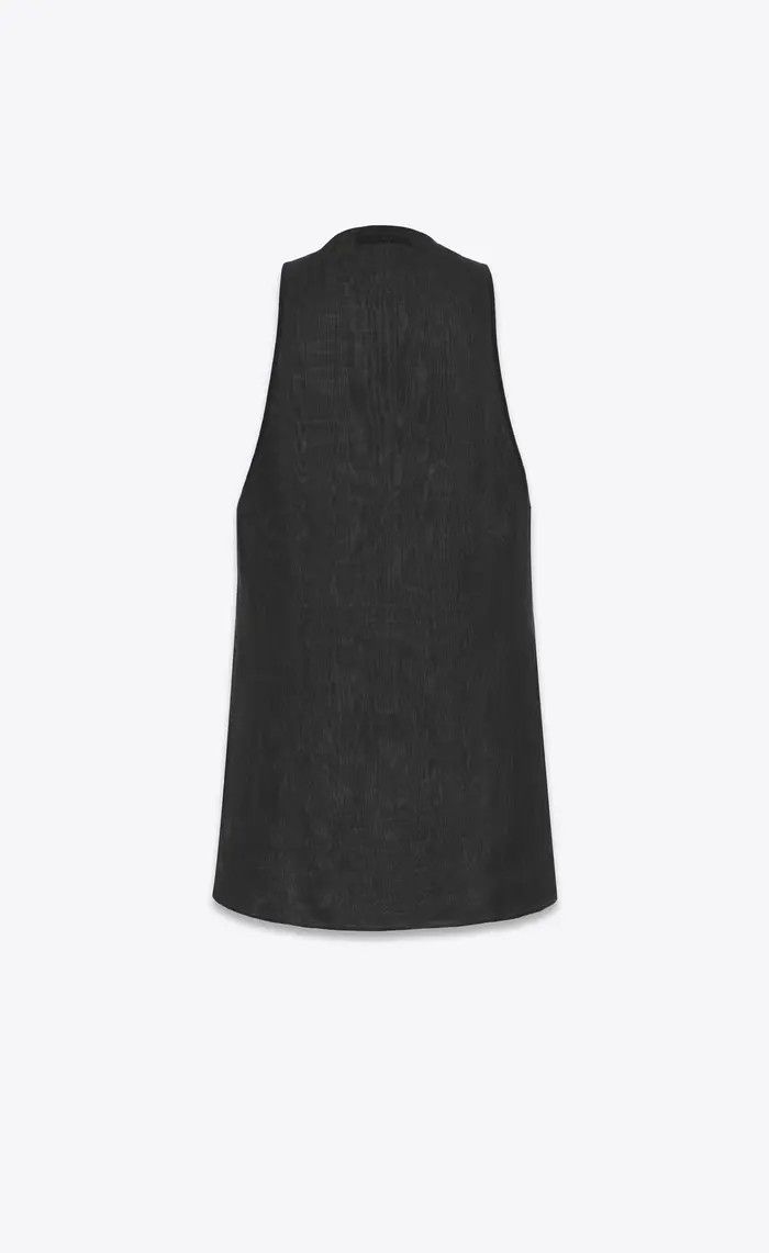 Saint Laurent Paris o1la1rc1a1225 780080 Crossover Tank Top Silk Muslin Black Size US XL / EU 56 / 4 - 3 Thumbnail