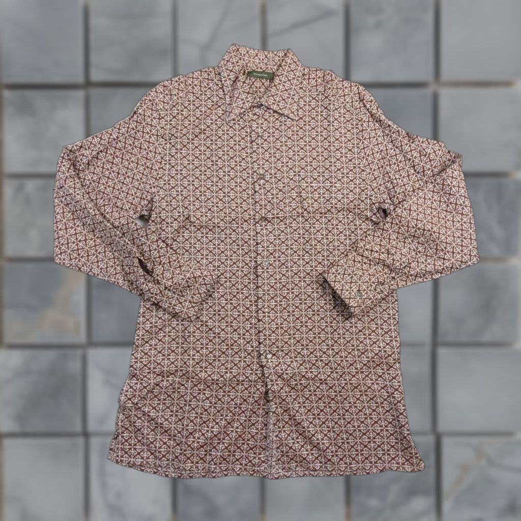 Ermenegildo Zegna VINTAGE Ermenegildo Zegna Men's Button-Down Shirt Long Sleeve Collared Casual Business Formal Travel Brown Cotton Large Mens Size US L / EU 52-54 / 3 - 1 Thumbnail