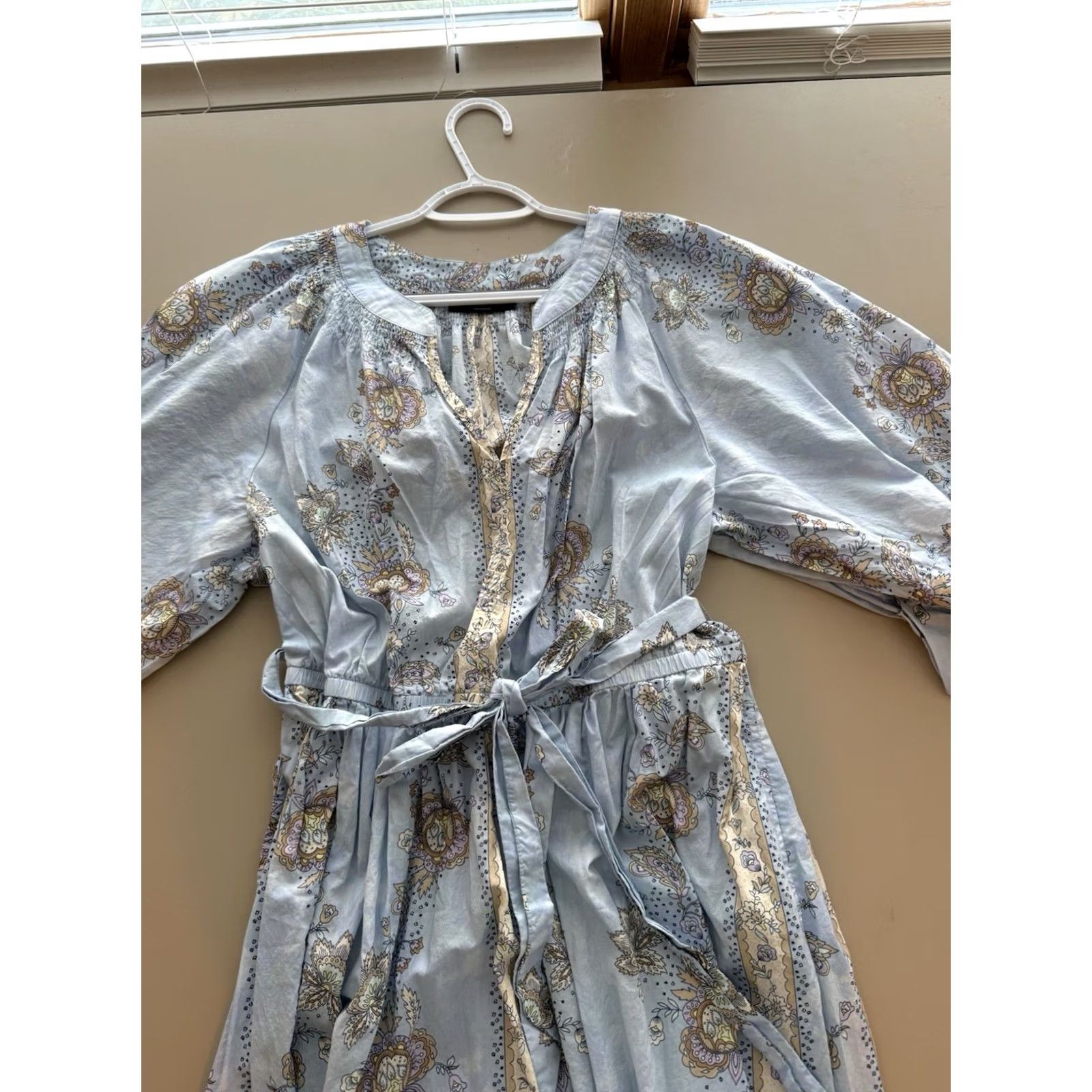 Vintage Lane Bryant Dress Floral Delicate Wrap Tie Midi Puff Sleeve Women 16 Blue Size XXL / US 16-18 / IT 52-54 - 3 Thumbnail