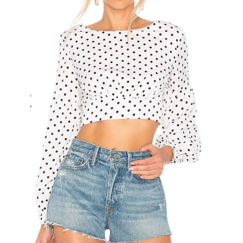 superdown Superdown Yasmin Tie Back Crop Top in White & Black, Size XS Size XS / US 0-2 / IT 36-38 - 1 Thumbnail