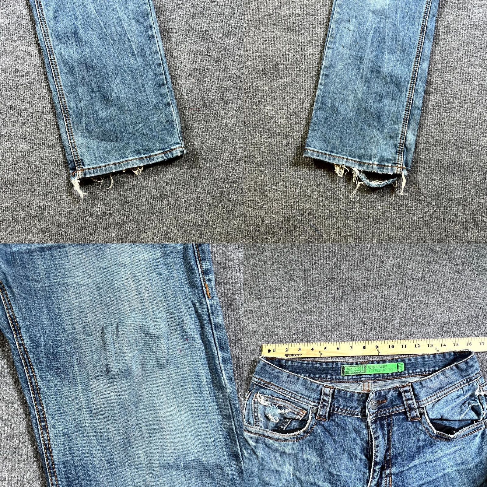 Denime Rock & Roll Cowboy Jeans Mens 32x34 Blue Denim Stretch Regular Fit Straight Leg Jeans Size US 32 / EU 48 - 8 Thumbnail