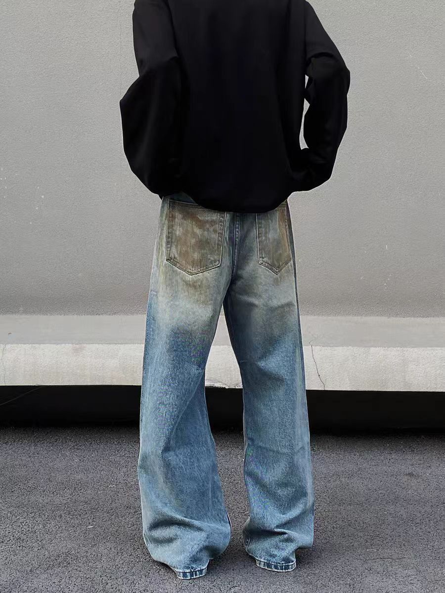 Vintage Vintage dirty-dyed graffiti ripped baggy jeans Size US 30 / EU 46 - 4 Thumbnail