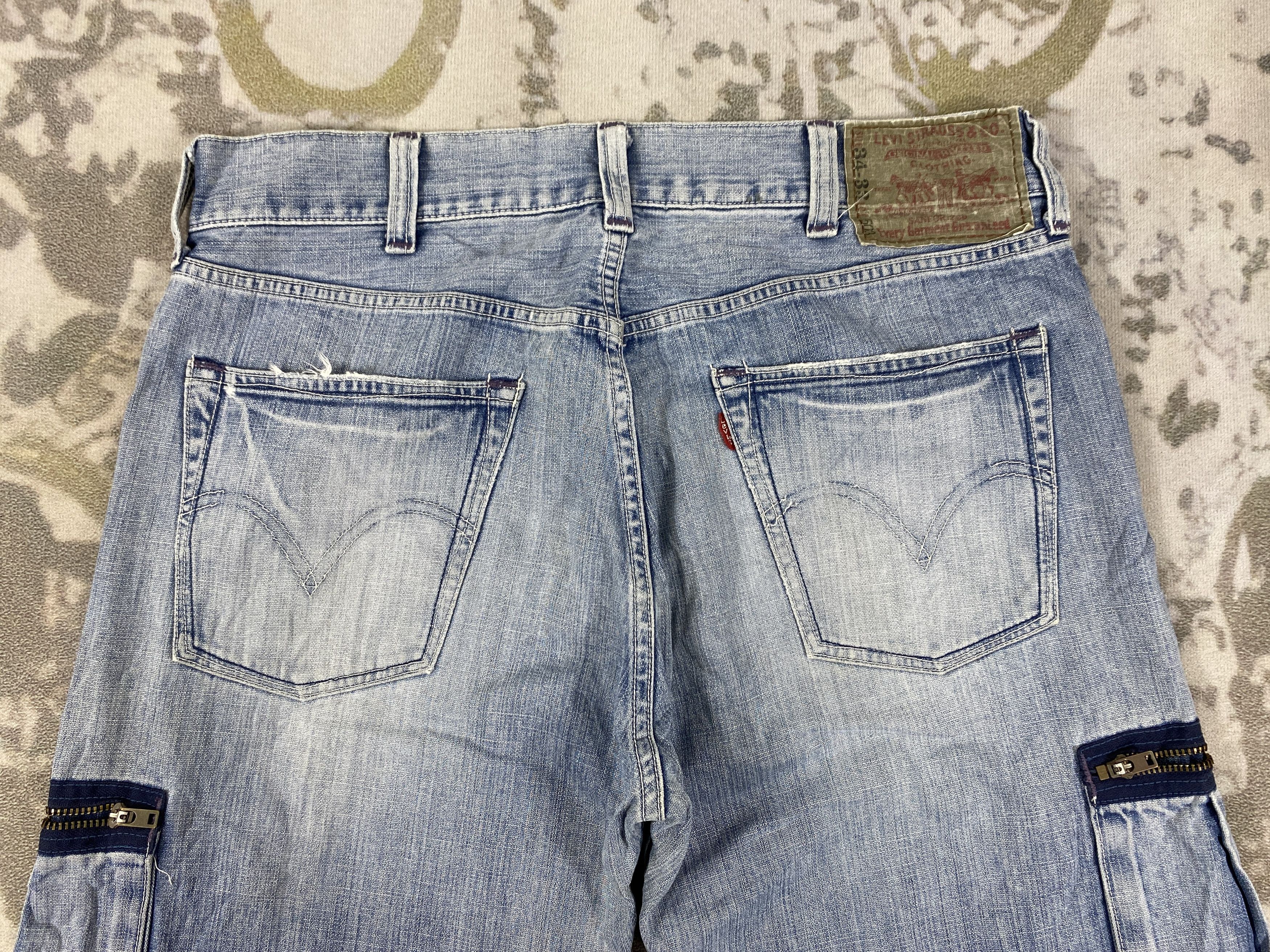 Levi's Distressed Vintage Levi's 503 Cargo Jeans 35x32 Denim-JN3463 Size US 35 - 4 Thumbnail