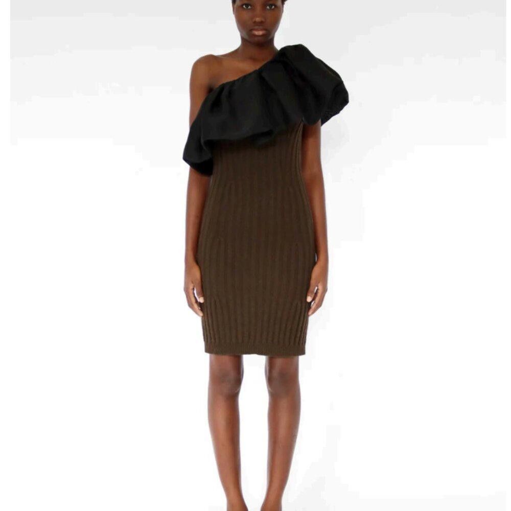 Lanvin Lanvin Alber Elbaz Winter 2011 One Shoulder Dress KNIT Wool Size S / US 4 / IT 40 - 3 Thumbnail