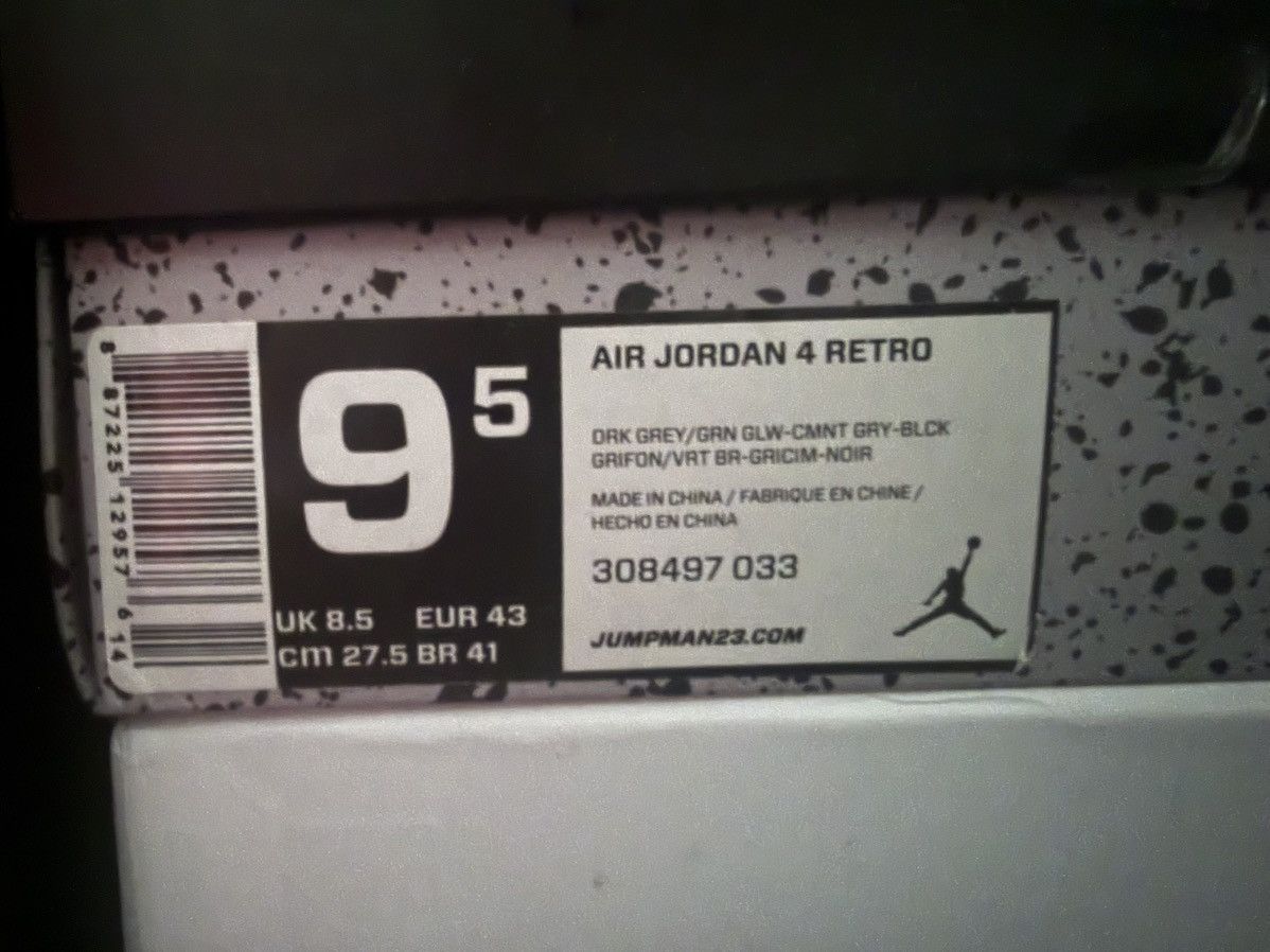 Jordan Brand Jordan 4 Retro Green Glow Size US 9.5 / EU 42-43 - 9 Thumbnail