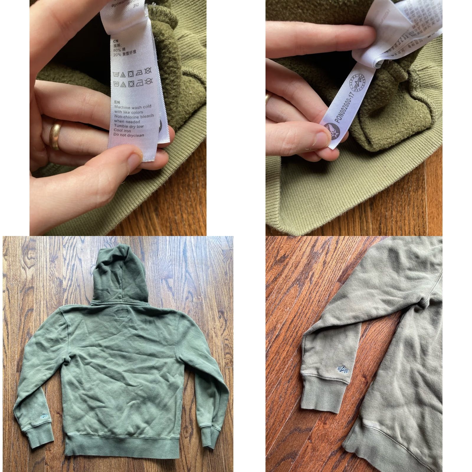 Alpha Industries Alpha Industries Hoodie Mens XS Olive 1/4 Zip Cotton Blend Military Logo Solid Long Sleeve Zip Hooded Pockets All Seasons Army USA Reg Mens Size US XS / EU 42 / 0 - 8 Thumbnail