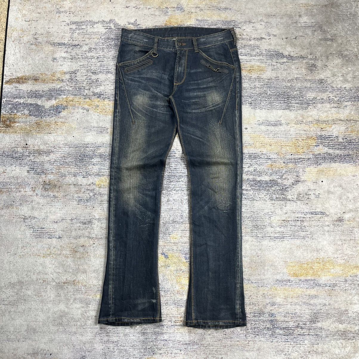 HIDEAWAYS Hideaways nicole mudwash flared denim pants Size US 33 - 1 Thumbnail
