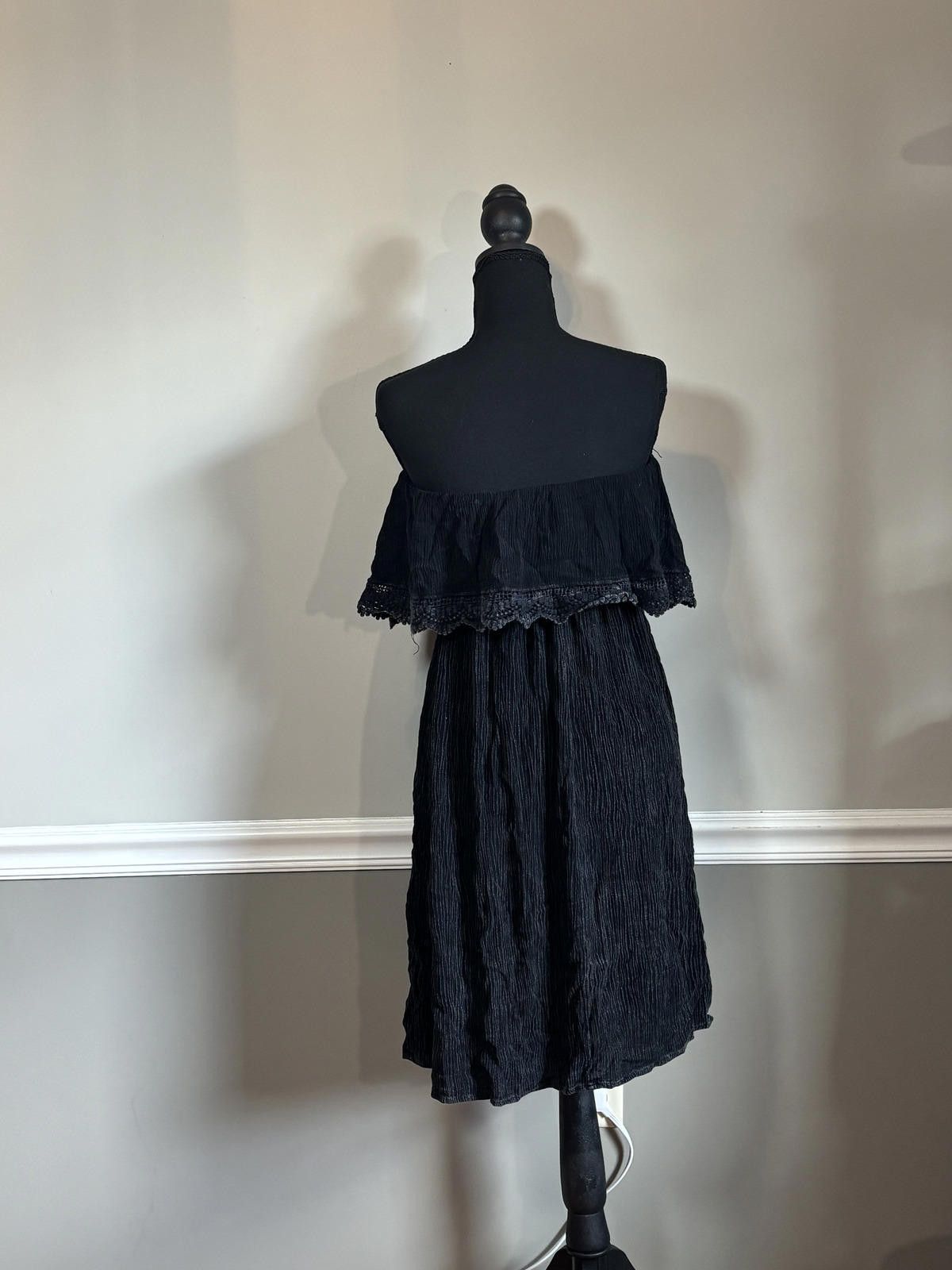Other Boho Cottage Fairy Black Off-Shoulder Dress Medium Size M / US 6-8 / IT 42-44 - 2 Thumbnail