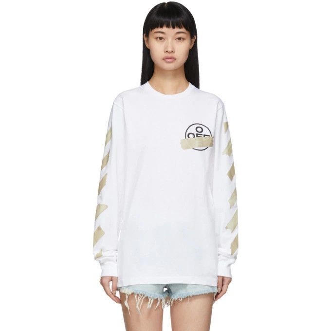 Off-White White Tape Arrows Long Sleeve T-Shirt Size L / US 10 / IT 46 - 3 Thumbnail