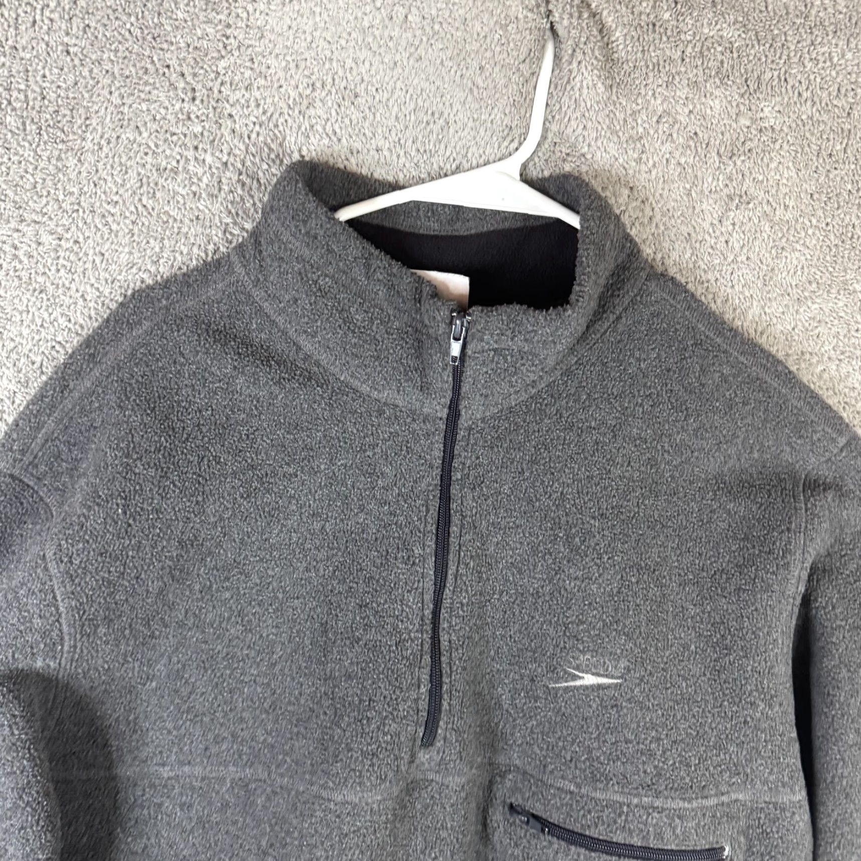 Speedo Speedo Jacket Mens XL Gray 1/4 Zip Fleece Collar Pocket Adjustable Hem Pullover Size US XL / EU 56 / 4 - 6 Thumbnail