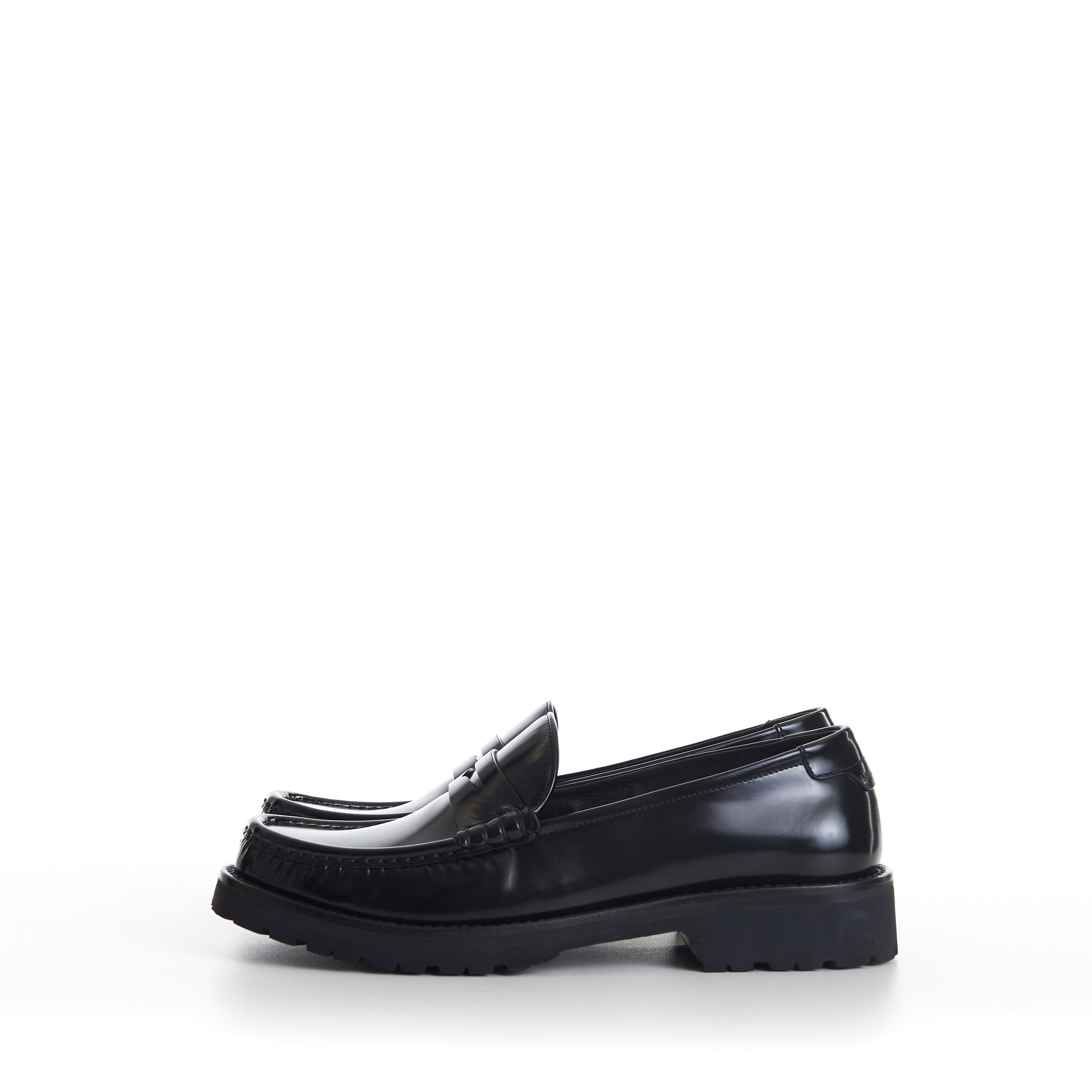 Saint Laurent Paris Black Penny Loafers - Chunky Sole, Glazed Leather, YSL Size US 11 / EU 44 - 6 Thumbnail