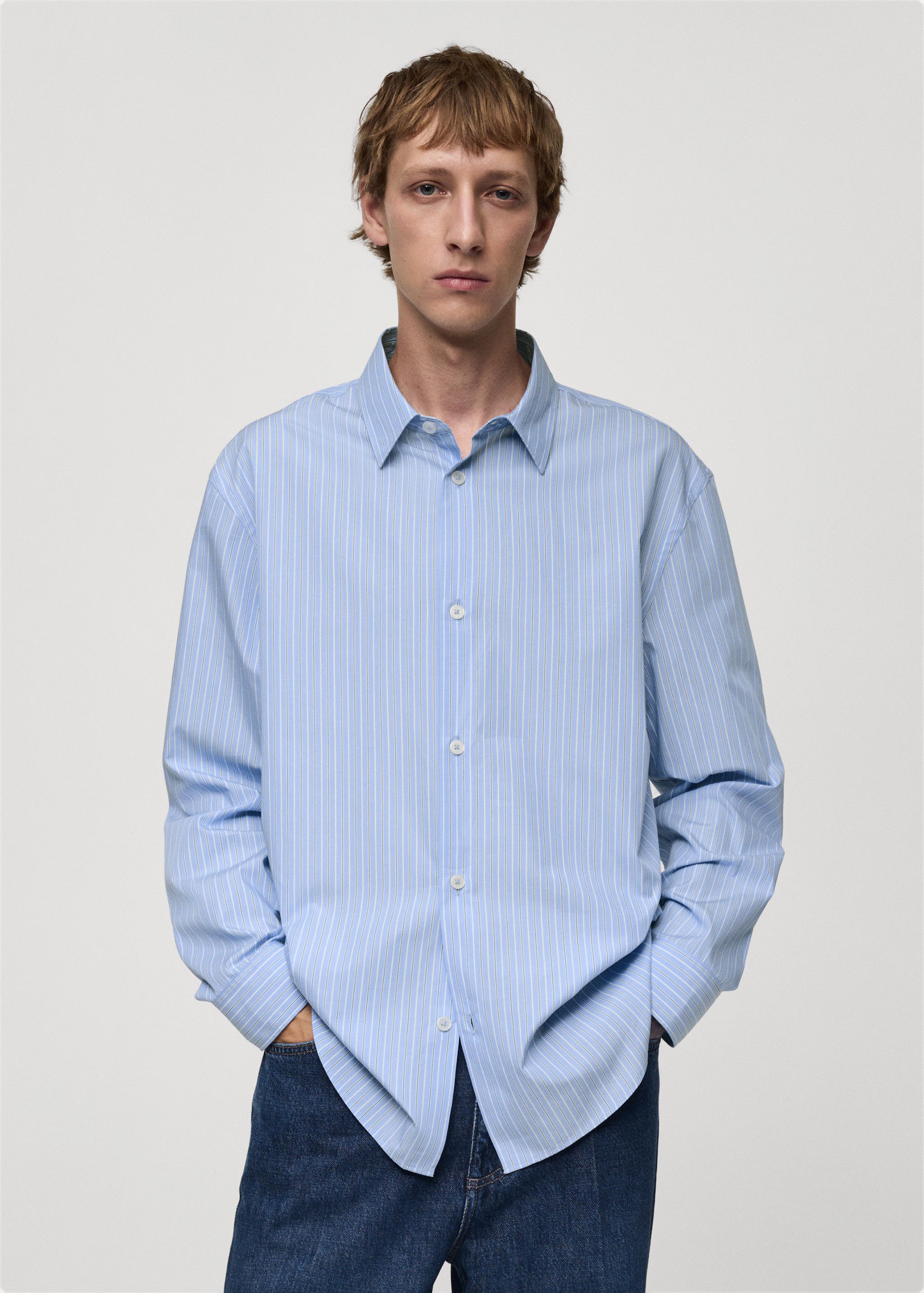 Mango Mango Striped Oxford Boxy Button Shirt 100% Cotton Sz S-M Size US M / EU 48-50 / 2 - 1 Thumbnail