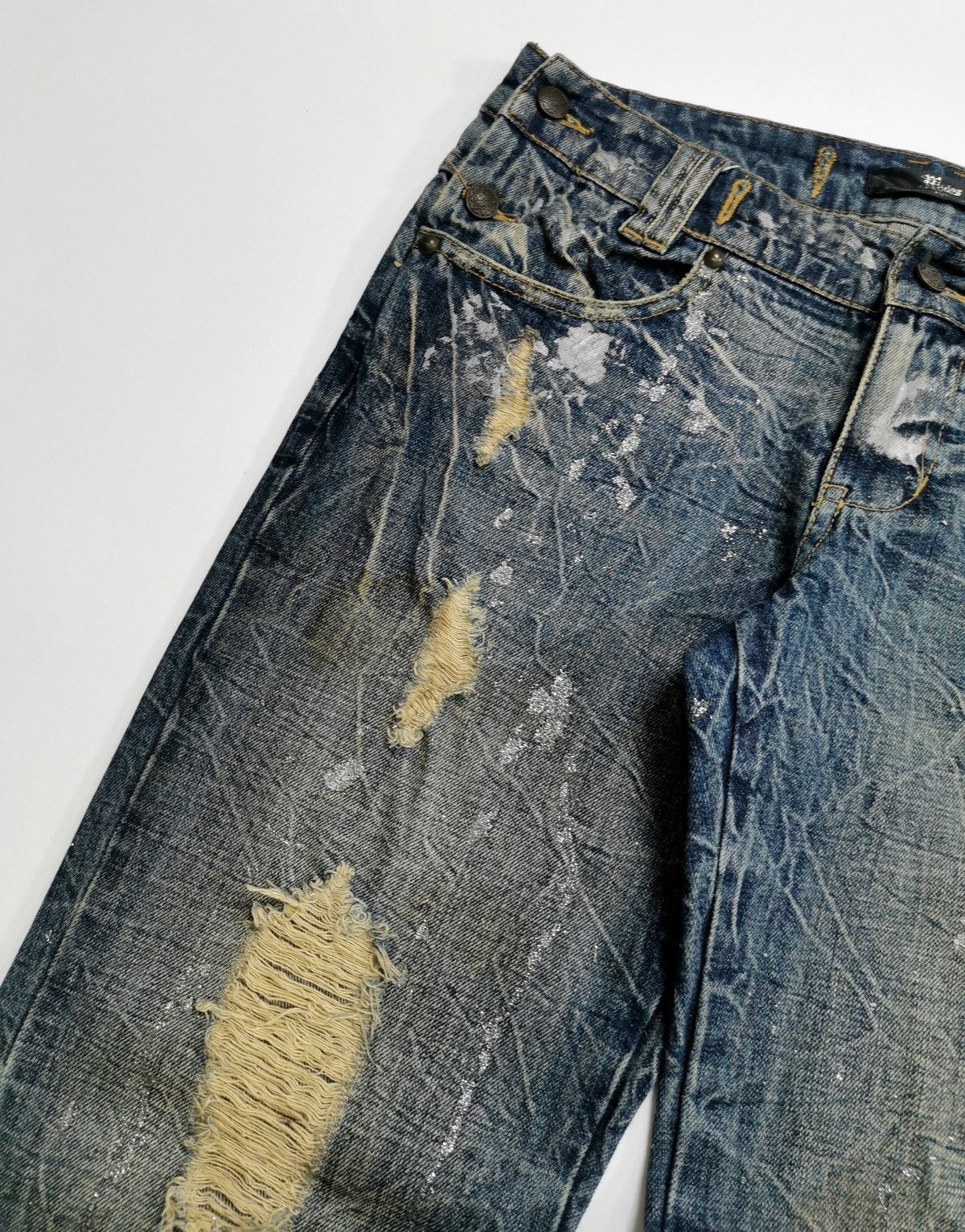 Tornado Mart Midas Japan Silver Paint Distressed Denim Jeans Size US 32 / EU 48 - 4 Thumbnail
