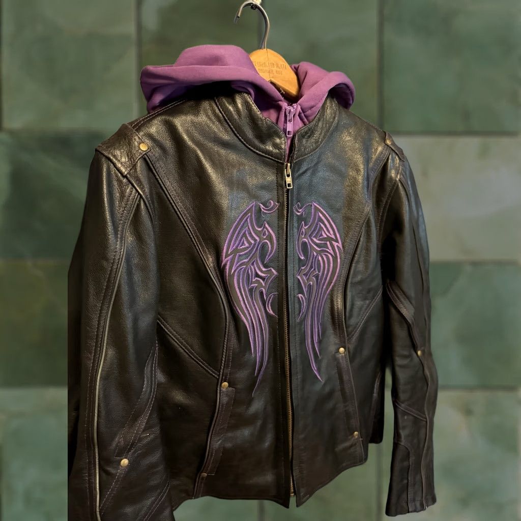 Vintage VINTAGE Vance Leather Jacket Zip Embroidered Black Ladies L Punk Motorcycle Jacket Women Size L / US 10 / IT 46 - 1 Thumbnail