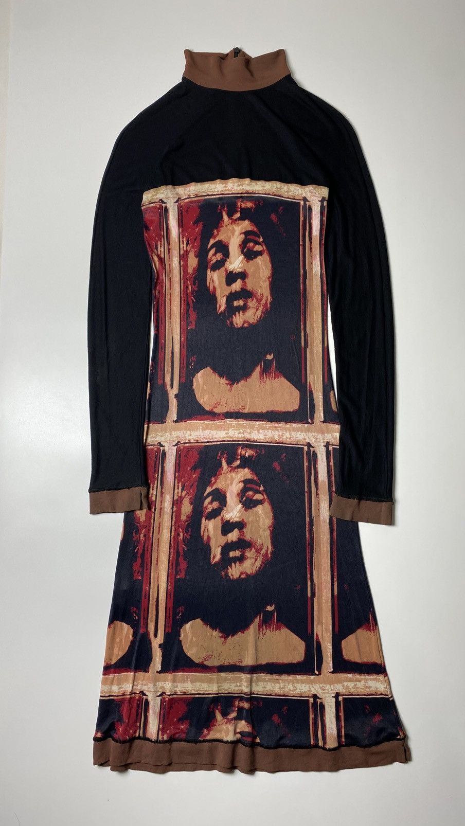 Jean Paul Gaultier FW97 JEAN PAUL GAULTIER FACE PRINT DRESS Size S / US 4 / IT 40 - 3 Thumbnail