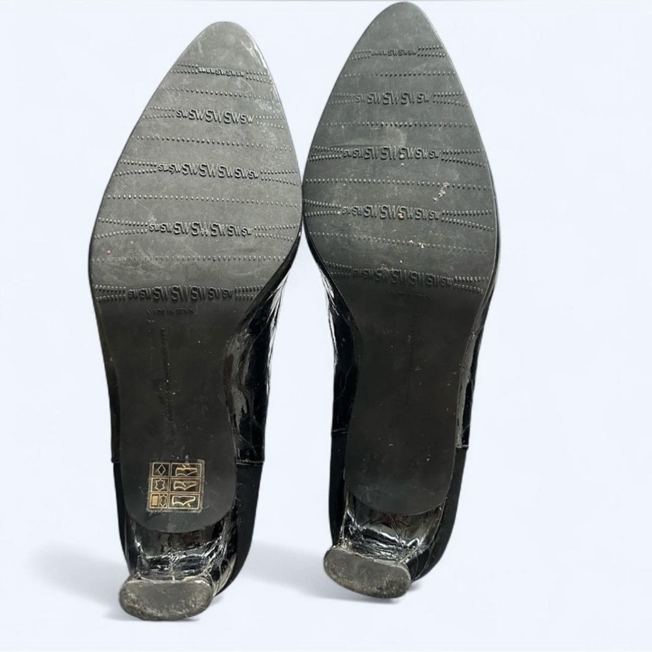 Stuart Weitzman Stuart Weitzman Croc Embossed 50/50 Patent Leather Boots Size US 7.5 / IT 37.5 - 3 Thumbnail