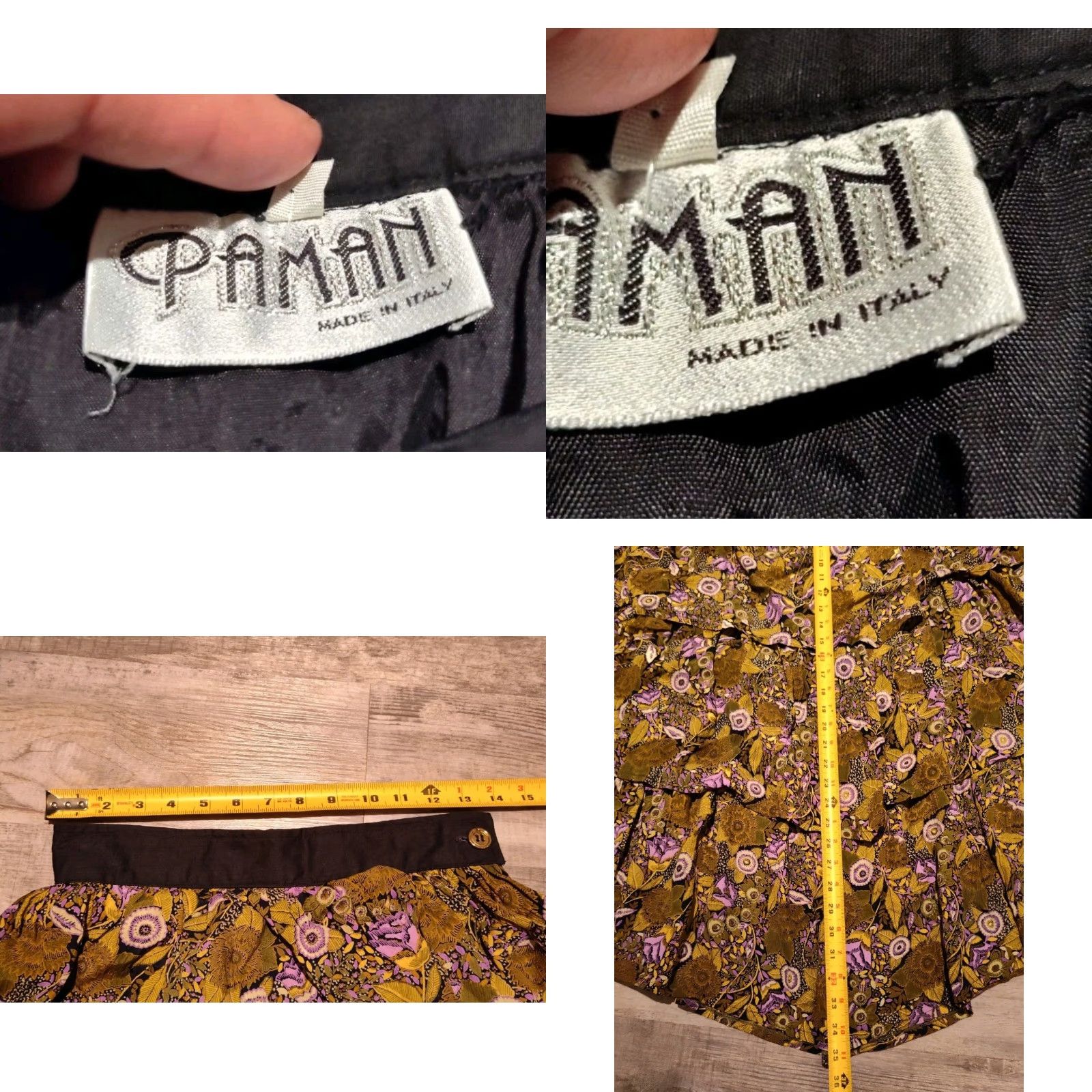Vintage VINTAGE Paman Women's Tiered Skirt Made in Italy Size 44 Floral Gold Pink Summer Long Casual Size 30" / US 8 / IT 44 - 8 Thumbnail