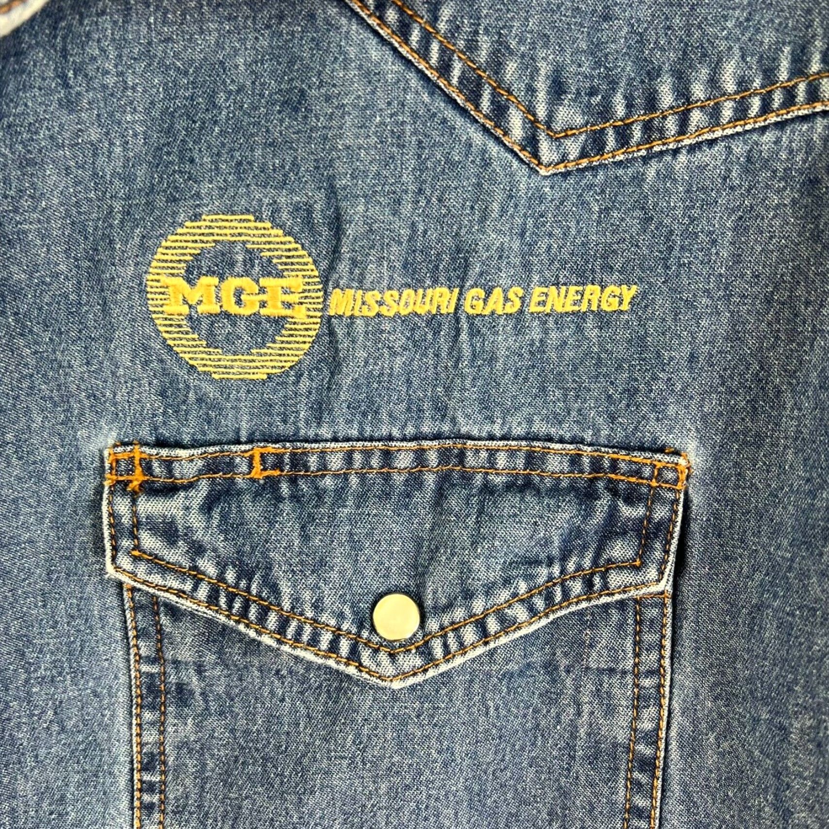 Vintage Key Denim Snap Button-Up Shirt Men 2XL Blue Missouri Gas & Electric Western Size US XXL / EU 58 / 5 - 2 Thumbnail