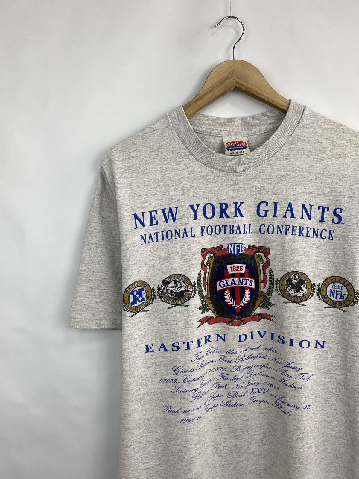 Nutmeg 🇺🇸🏈 Vintage 90s New York Giants Nutmag Football T-shirt Rare Size US L / EU 52-54 / 3 - 2 Thumbnail