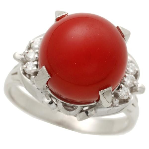 image of Other Platinum Coral Ring in Silver, Women's