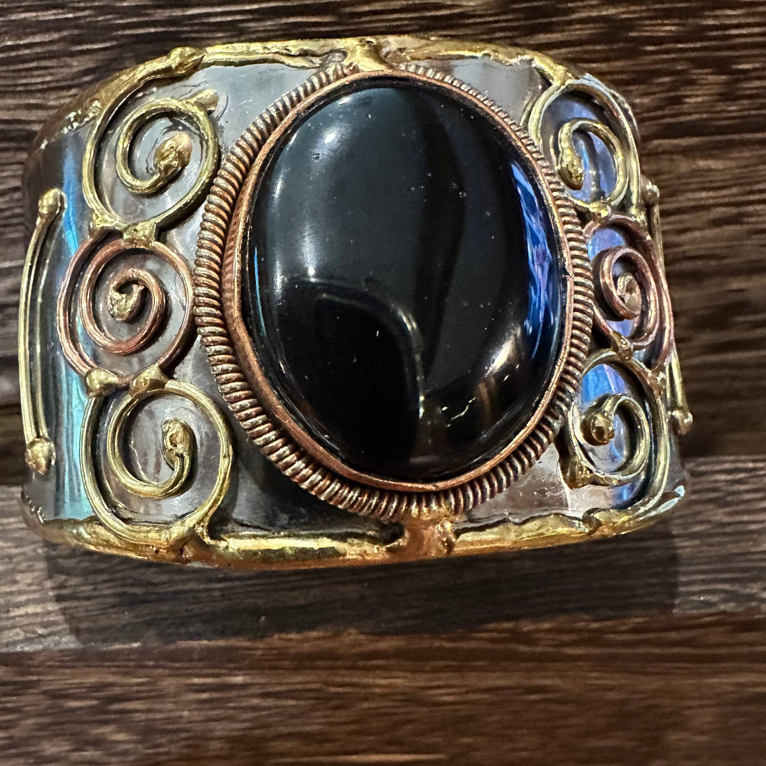 Other Artisan-Made Adjustable Black Onyx and Mixed Metals Cuff Bra Size ONE SIZE - 1 Thumbnail