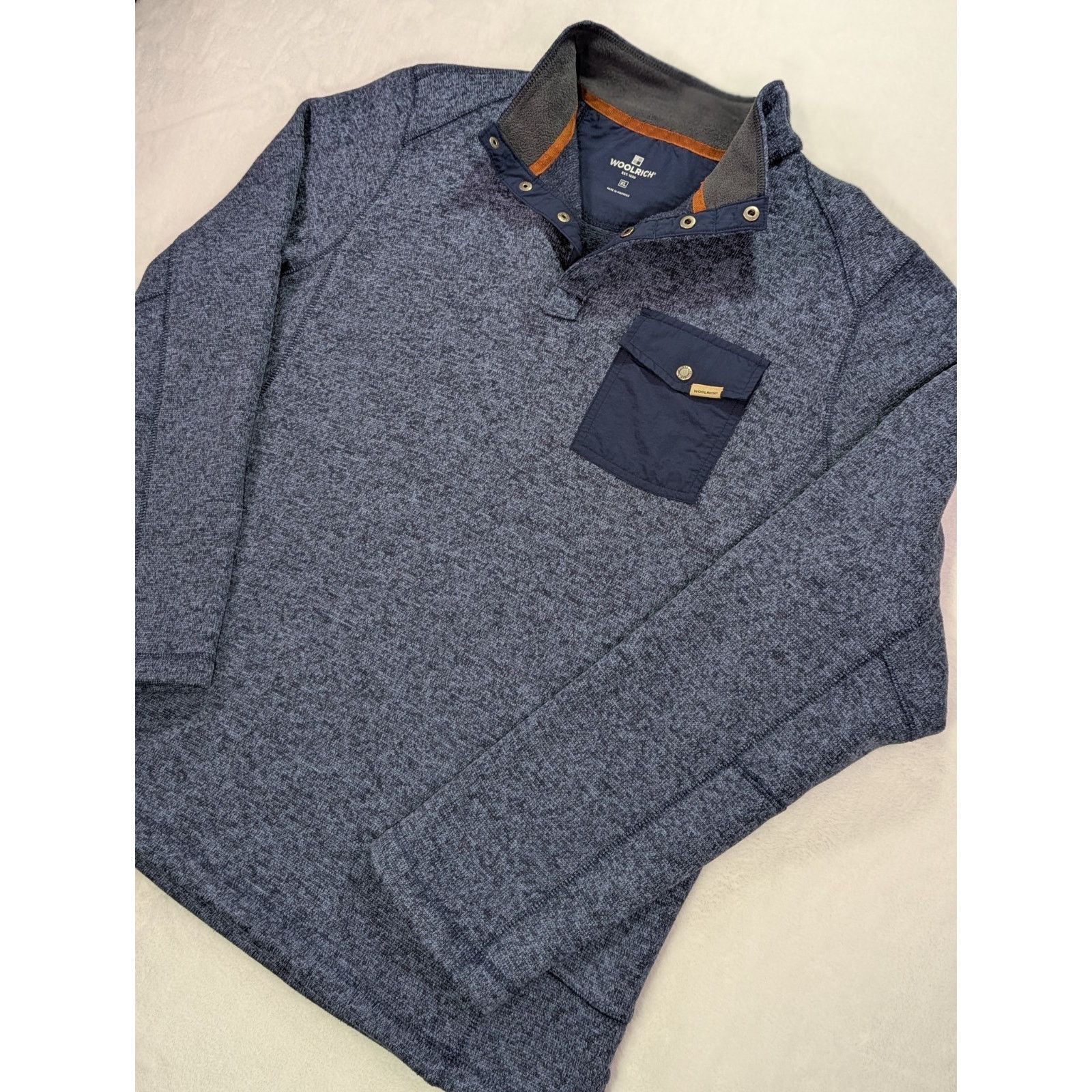 Woolrich Woolen Mills Woolrich Mens XL Blue Fleece 1/4 Snap Knit Pullover Size US XL / EU 56 / 4 - 5 Thumbnail