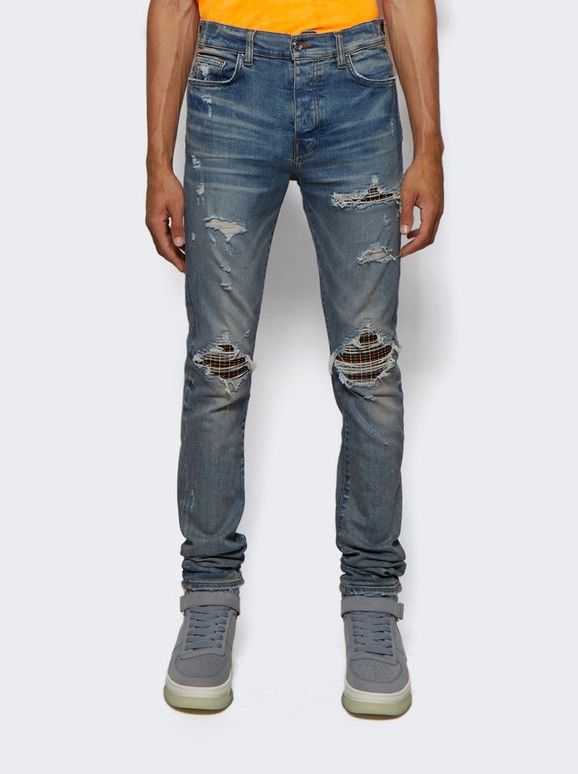 o1gr1nt1124 MX1 Neon Plaid Jeans in Clay Indigo