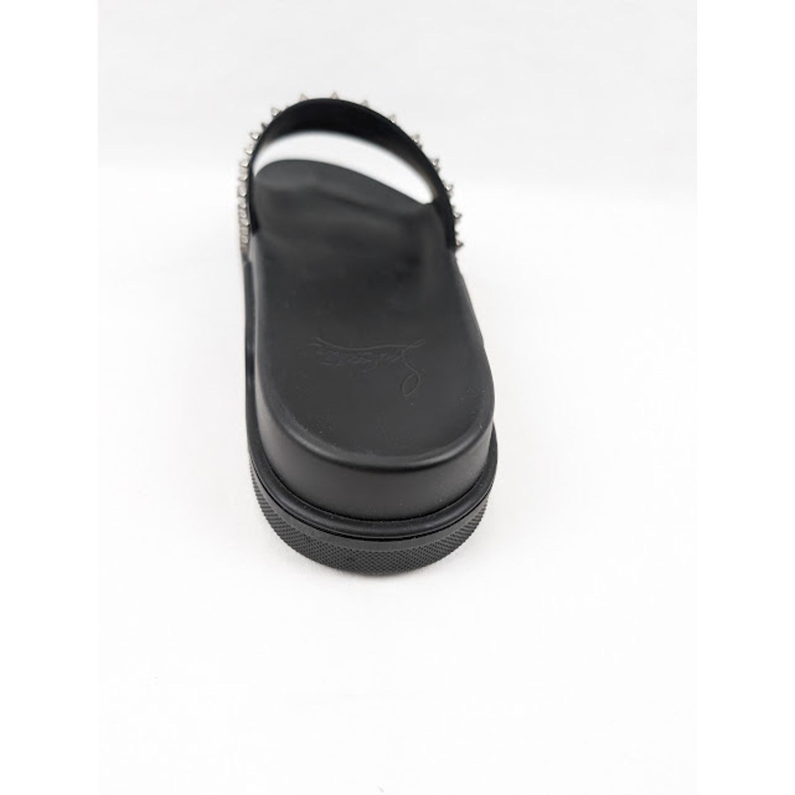 Christian Louboutin o1rshd1 Pool Fun Flat Calf Slippers in Black/Gun Size US 12.5 / EU 45-46 - 10 Thumbnail