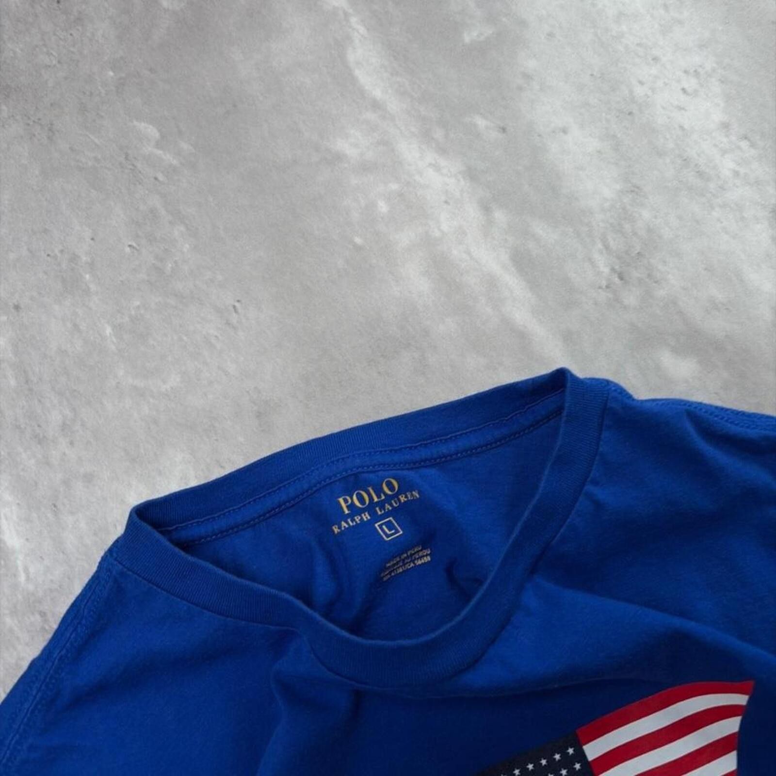 Polo Ralph Lauren Y2K Navy Polo Ralph Lauren USA Flag Long Sleeve Shirt Size US S / EU 44-46 / 1 - 6 Thumbnail
